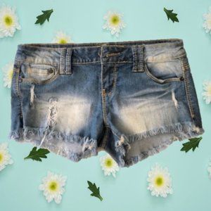 Blue Asphalt Distressed Denim Cutoff Shorts